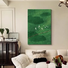 ライトフレンチクリーム風リビング掛け絵癒しグリーン系ソファバック壁飾り絵高級感ダイニングウォール