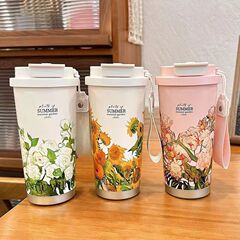 ダブルドリンクコーヒーカップとロープ付きダブルドリンク保温カップストローカップ316ストロー保温カップ高颜値小衆