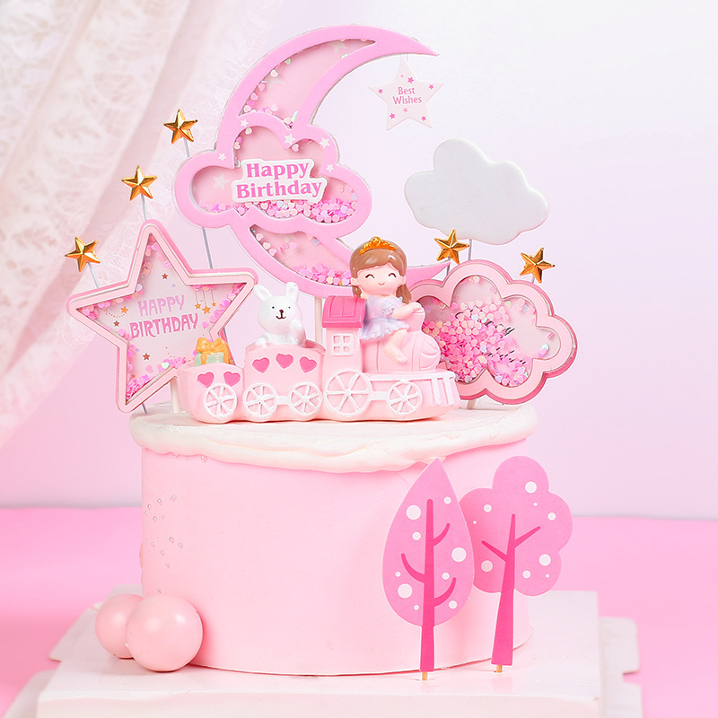 Cake decoration sequins Moon Star birthday cake plug-in party decoration plug-in cloud cake plug-in