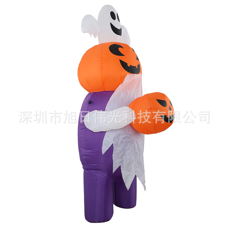 跨境万圣节充气胡子南瓜人气模庭院布置装饰白鬼幽灵气模道具摆件