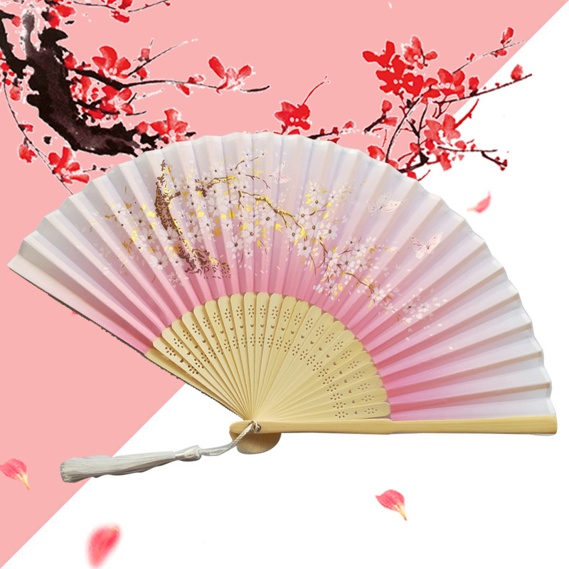 En stock, dos ventiladores de seda de color real, ventiladores de hueso, ventiladores compactos, ventiladores plegables, accesorios de ropa china