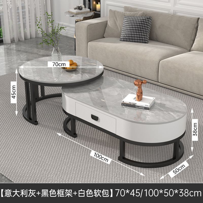 밝은 회색 석판 + 흰색 서랍 + 검정색 프레임