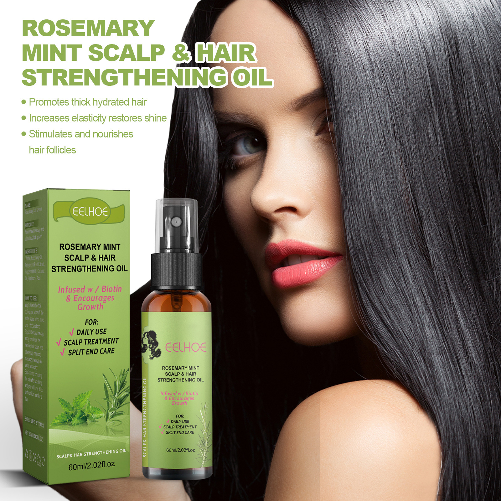EELHOE Rosemary Dense spray Moisturizes Roots, Restores Gloss, Increases Elasticity, Prevents Hair Loss and_voghion.com