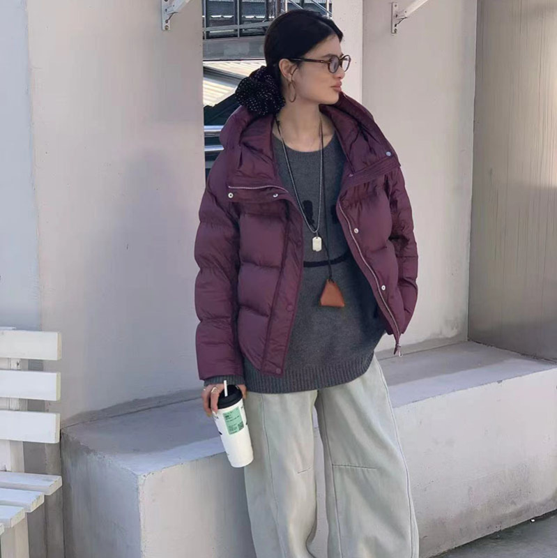 高端90白鸭绒连帽羽绒服女2025年冬季时尚宽松泡芙感面包服外套潮|undefined
