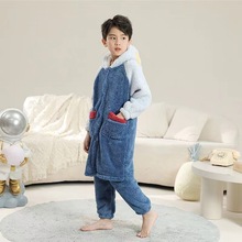 儿童加厚睡袍奥特曼浴袍春秋款珊瑚绒加长宝宝男童女童卡通睡衣