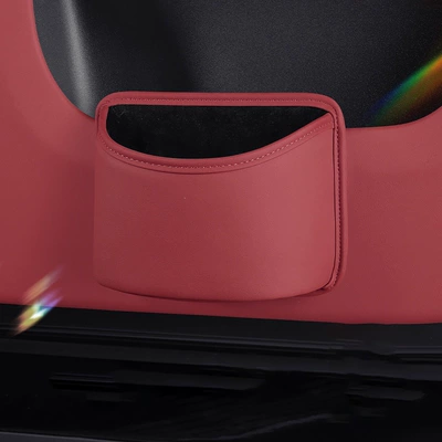 Seat Back Hanging Storage Bag, Car storage bag/box - leather-multifunctional-storage-box-trash-can-volcano-red-205167