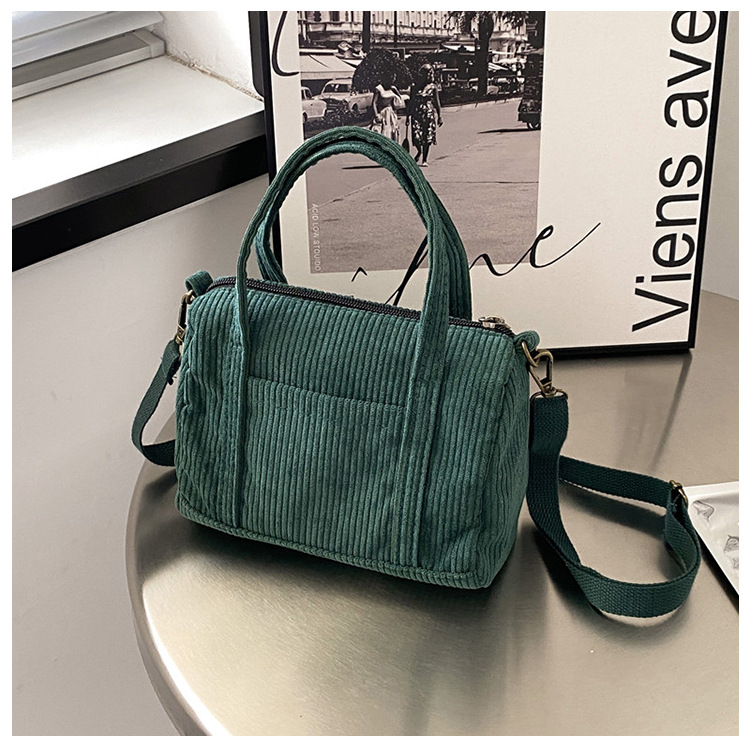 Femmes Petit Toile Couleur Unie De Base Vêtement De Rue Cylindrique Fermeture Éclair Sac D'épaule Sac À Main Sac Bandoulière display picture 2