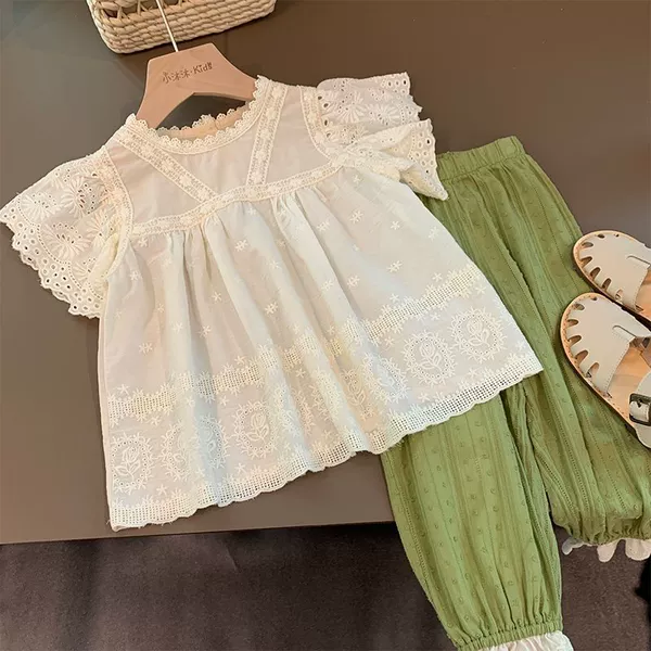 Apricot, lace dress