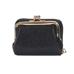 Lychee pattern Japanese and Korean cute coin purse card holder women's short wallet 2023 new metal clip clip bag
