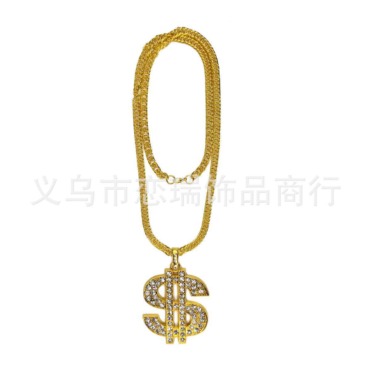 Hip-Hop collar de oro pulsera negro pescador sombrero explosivo gafas marco anillo de dólar vestido de baile conjunto