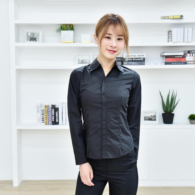 Black long sleeve shirt women's professional dress V-neck shirt cotton slim slim work clothes wholesale Black long sleeve shirt women's professional dress V-neck shirt cotton slim slim work clothes wholesale