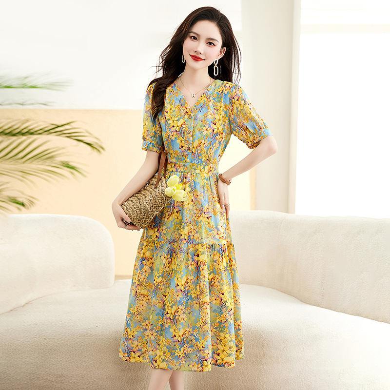 Elegant summer fashionable breathable shiffon dress