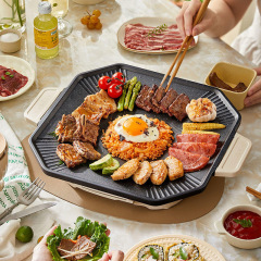 熊電気焼き皿家庭用焼き鍋焼肉皿電気オーブン焼肉八角焼き皿DKL-E12Y2