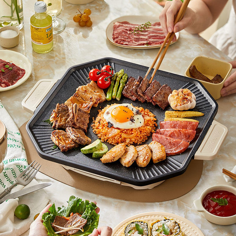熊電気焼き皿家庭用焼き鍋焼肉皿電気オーブン焼肉八角焼き皿DKL-E12Y2|undefined