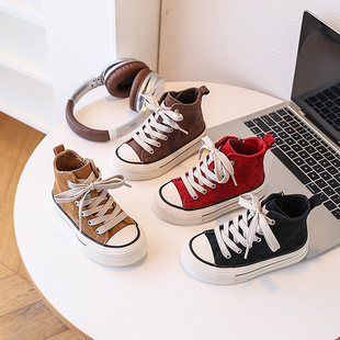 Girls' Sneakers 2025 Spring & Fall New Kidsren's Shoes High-Top White Shoes Casual Shoes Medium and Large Kidsren's Sports Shoes