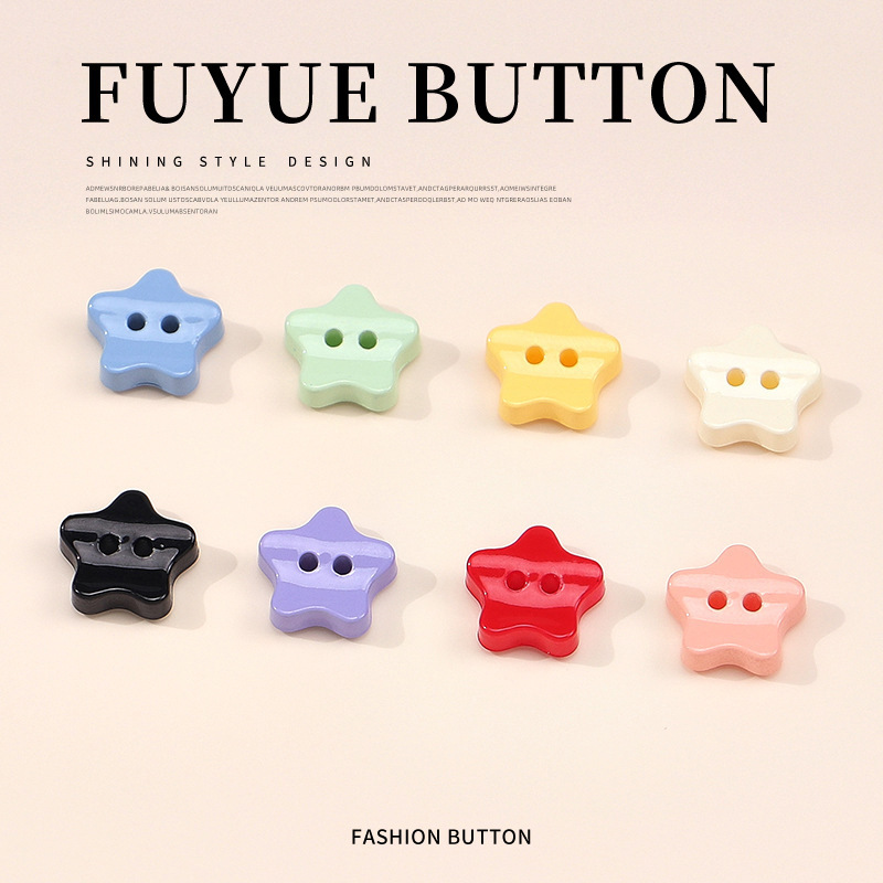 DIY Colorful Plastic Spray-Painted Five-Pointed Star Buttons Cute Cartoon Style Children's Clothing Baby Cardigan Sweater Shirt Jacket
