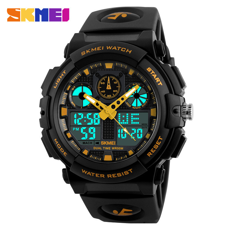 Skmei 1270 hombres impermeable electrónico doble pantalla puntero deportes al aire libre estudiante personalidad reloj de moda