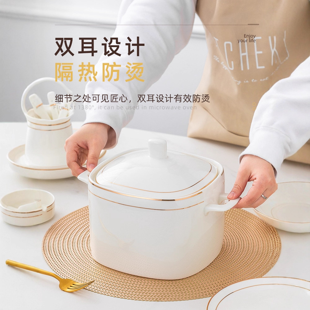 2023 nuevo Jingdezhen Luz de lujo tazón plato traje hogar vajilla de cerámica china de hueso tazón plato traje de inauguración