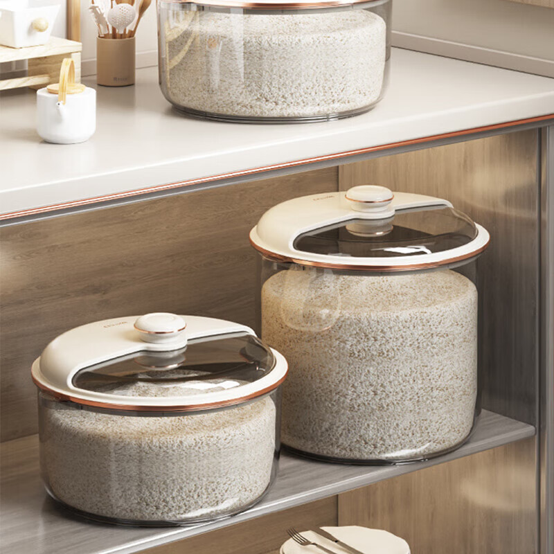 Cubo de arroz tipo empuje a prueba de insectos a prueba de humedad sellado 20kg caja de olla de arroz harina de arroz Medición de almacenamiento granos gruesos Cubo de arroz de plástico