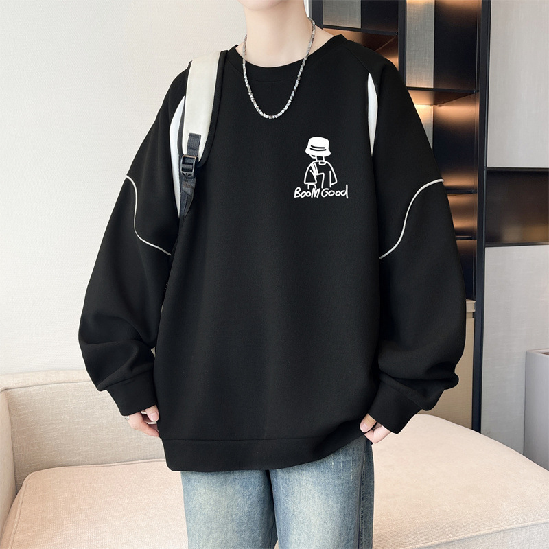 春秋季新款长袖衬衫领卫衣男初中高中学生青少年帅气大童男装恤|undefined
