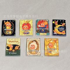 亚克力浮雕星星人日历吊牌珠 diy自制包挂手机链钥匙扣配件珠材料