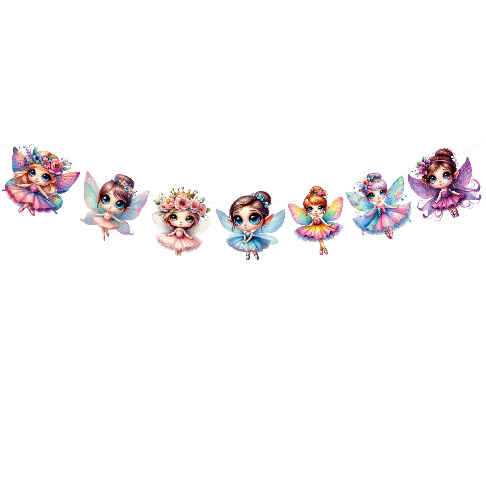 Nuevo producto decoración de fiesta de cumpleaños feliz birthday tira de la bandera bandera hada elfo tira de la bandera