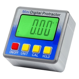 Large screen backlight inclinometer electronic angle ruler new strong magnetic digital display inclination box 4 button Silver