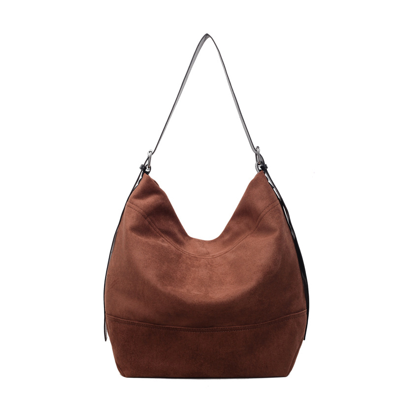 Bolsa de cubo de gran capacidad esmerizada transfronteriza para mujeres 2025, otoño y invierno, nueva bolsa de hombro coreana de alto valor de cara, bolsa de tendencia debajo de la axila