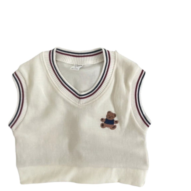 Chaleco de Bebé Ropa de otoño ropa de estilo coreano para niños otoño oso estilo universitario chaleco abrigo Chaleco de desgaste exterior para niños