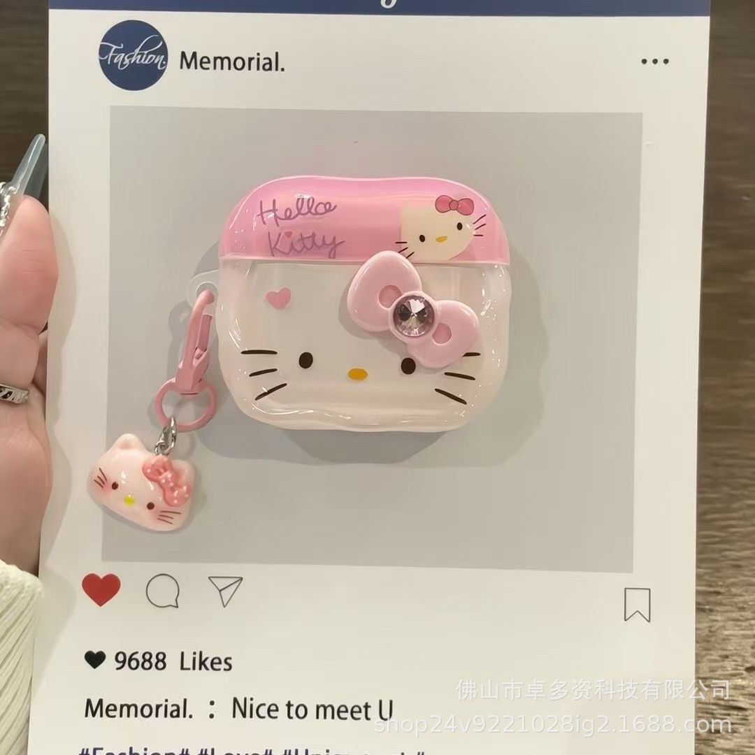 Ins adorable Kitty rosa para Airpods 4 cubierta de auriculares Apple Bluetooth pro3 estuche de auriculares