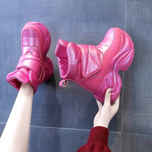 Inner Height Increase Snow With Fleece Lining, Thick Sole, Waterproof Cotton Shoes For Women, 2025 Winter New Style,_voghion.com