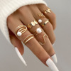 Set, glossy ring from pearl, boho style, flowered, simple and elegant design