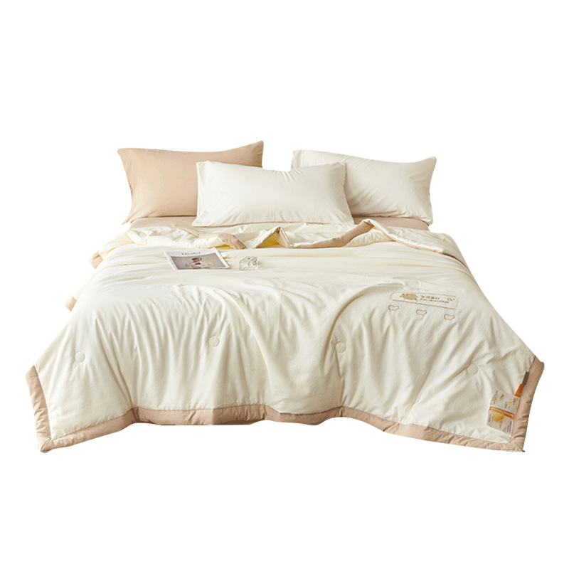 Edredón fresco de verano de cuatro piezas Edredón de aire acondicionado lavable a máquina de verano edredón de verano dormitorio individual Edredón de verano edredón fino