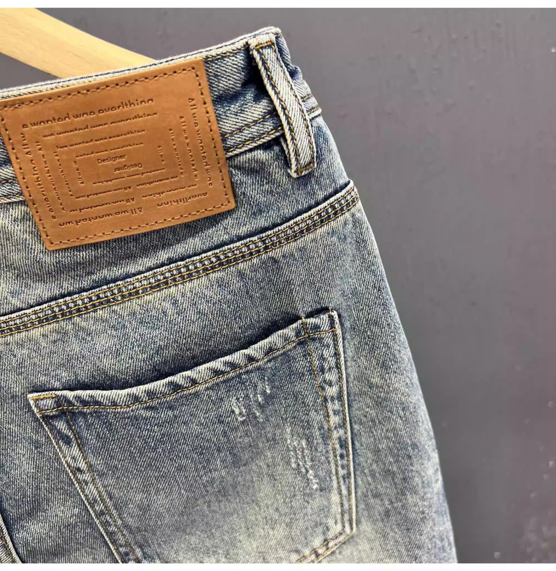 Men's Denim Shorts Patchwork Embroidery Ripped High Street Style_voghion.com