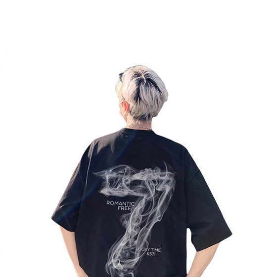 American Style Trendy Brand Heavy Cotton Short-sleeved T-shirt Men's Summer Trendy Half-sleeved Top Loose plus size Men's T-shirt