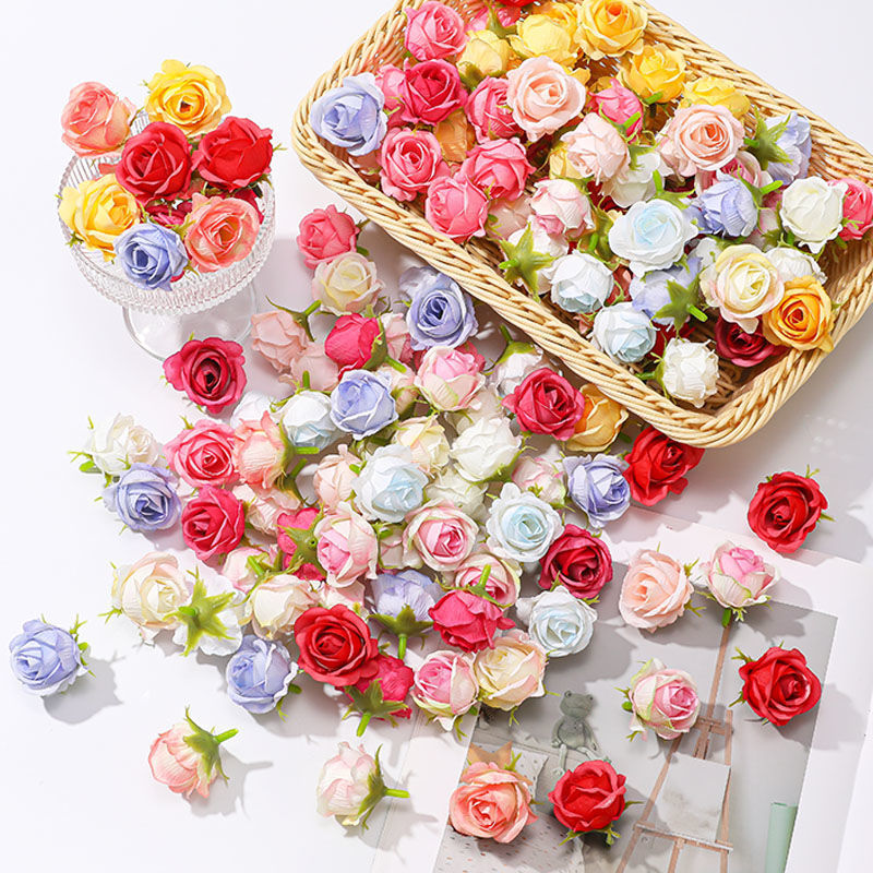 Cross-Border Small Rose Head Fake Flower DIY Flower Bud Wedding Arrangement Artificial Flower Material Photography Photo Decoration Props Cross-Border Small Rose Head Fake Flower DIY Flower Bud Wedding Arrangement Artificial Flower Material Photography Photo Decoration Props
