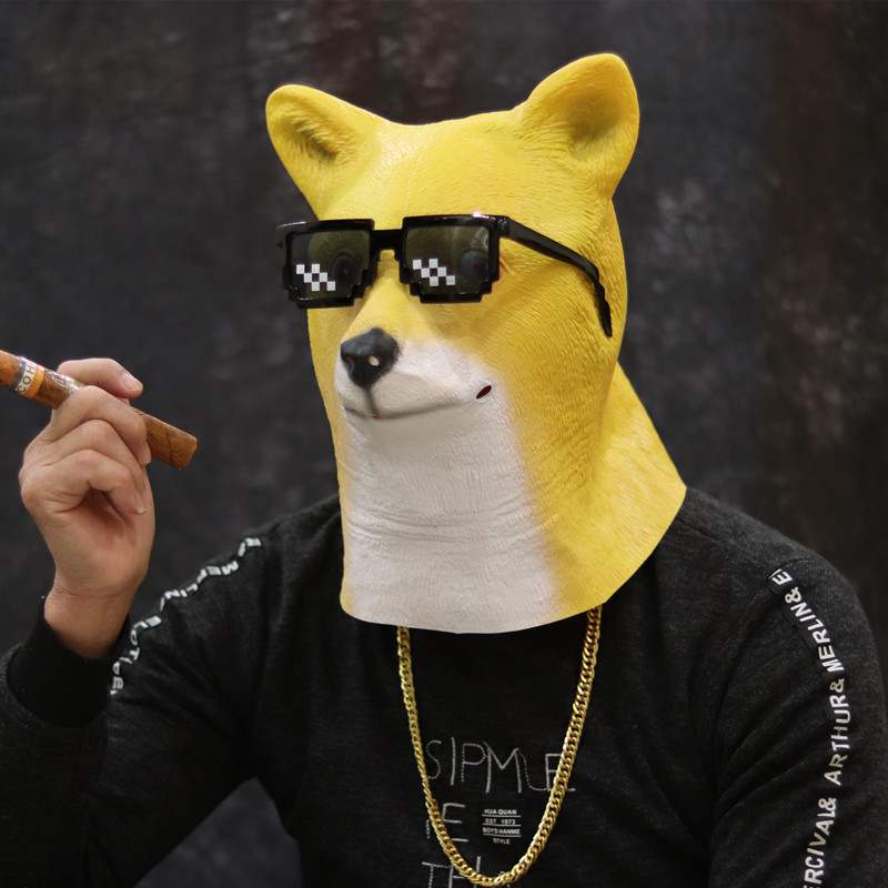 Cabeza de perro máscara Halloween látex Dios molesto perro PUG parodia apoyos rendimiento Amazon Venta caliente