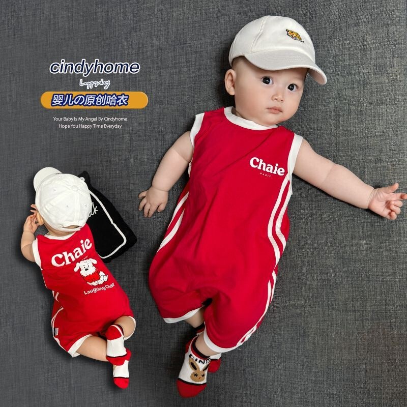 New Style Red Vest Jumpsuit, Stylish and Trendy Sleeveless Romper for Toddlers, Summer Outfit, Other Brands for Boys
