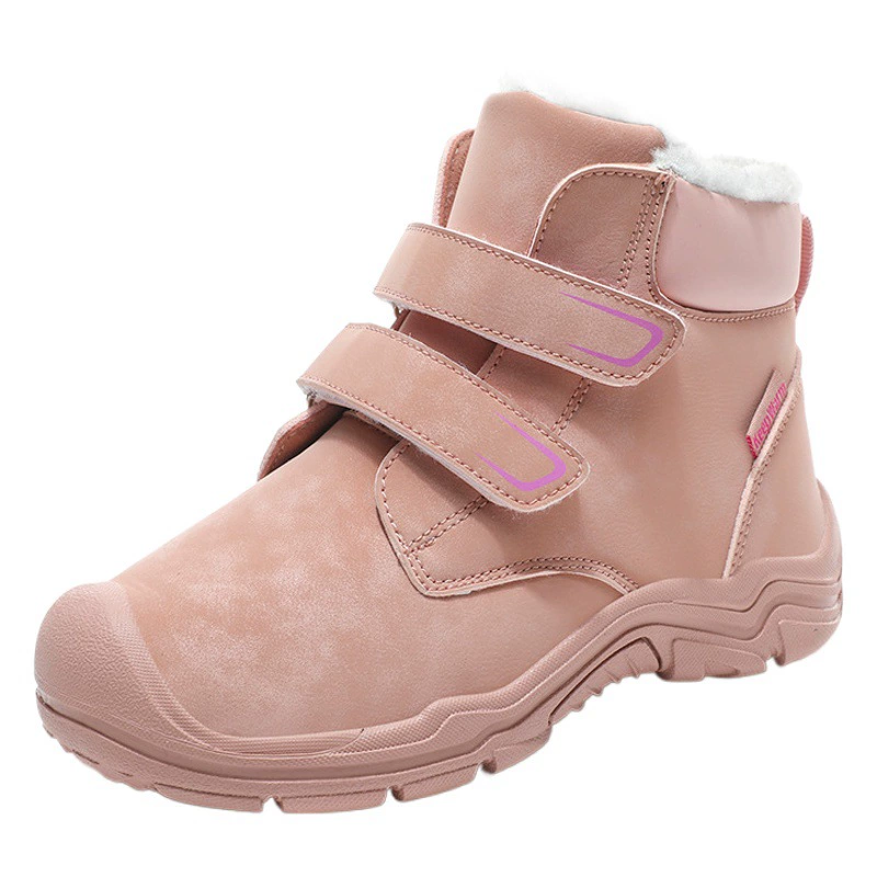 Новая Прямая поставка с фабрики, Детская хлопчатобумажная обувь для мальчиков и девочек, теплые уличные зимние сапоги на флисовой подкладке, спортивная обувь из высокого хлопка, водонепроницаемая