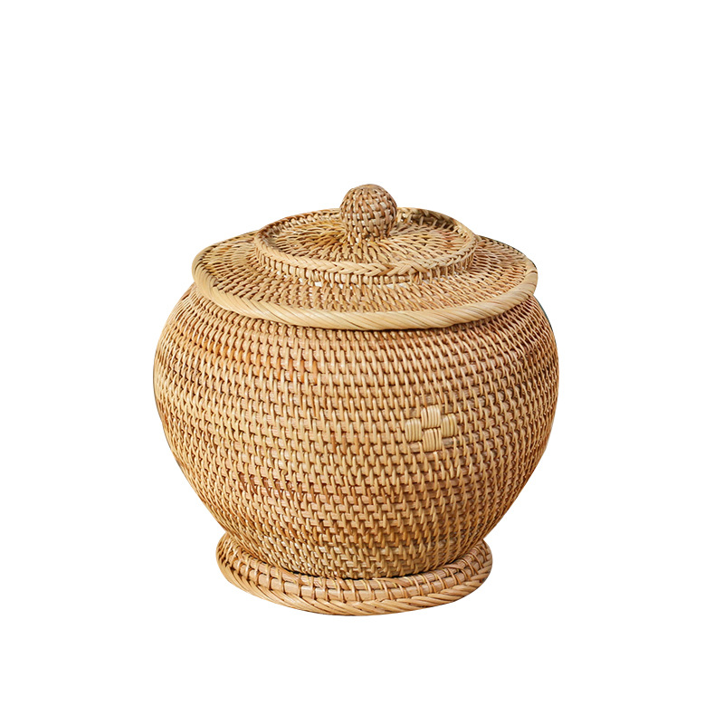 居南 越南秋藤编收纳盒干果盒茶叶罐天坛罐储茶罐糖果盒编织藤艺
