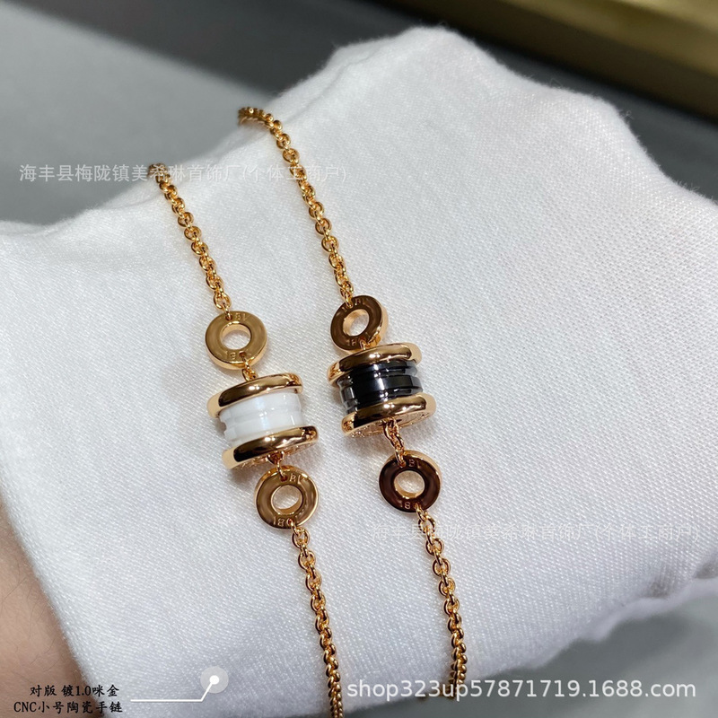 Cnc Precision Rose Gold Spring-Loaded Full Diamond Bracelet, Thickly Plated with 18K Gold, White Gold, Black Ceramic, Baojia Slim Waist Style, Little Red Man Style Cnc Precision Rose Gold Spring-Loaded Full Diamond Bracelet, Thickly Plated with 18K Gold, White Gold, Black Ceramic, Baojia Slim Waist Style, Little Red Man Style