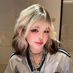 暹罗猫羊毛卷短发假发女黑金渐变亚文化巴黎画染慵懒短卷发全头套