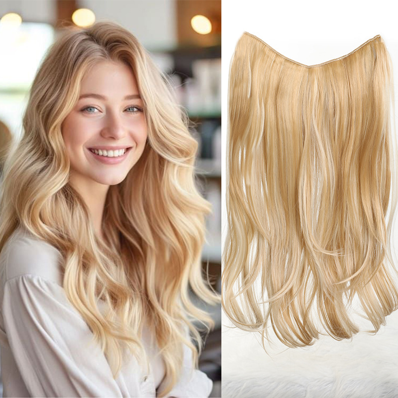 Transfronterizo coreano dulce hermana micro-rollo troyano estampado una pieza de pelucas de mujer seda de alta temperatura fábrica al por mayor