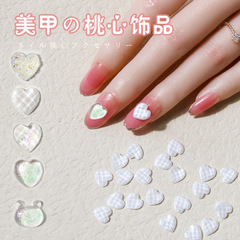 2022 Trendy High Transparency Heart-shaped Nail Accessory, 3D Small Peach Heart Crystal Flat Back Diamond Decorative Nail Art