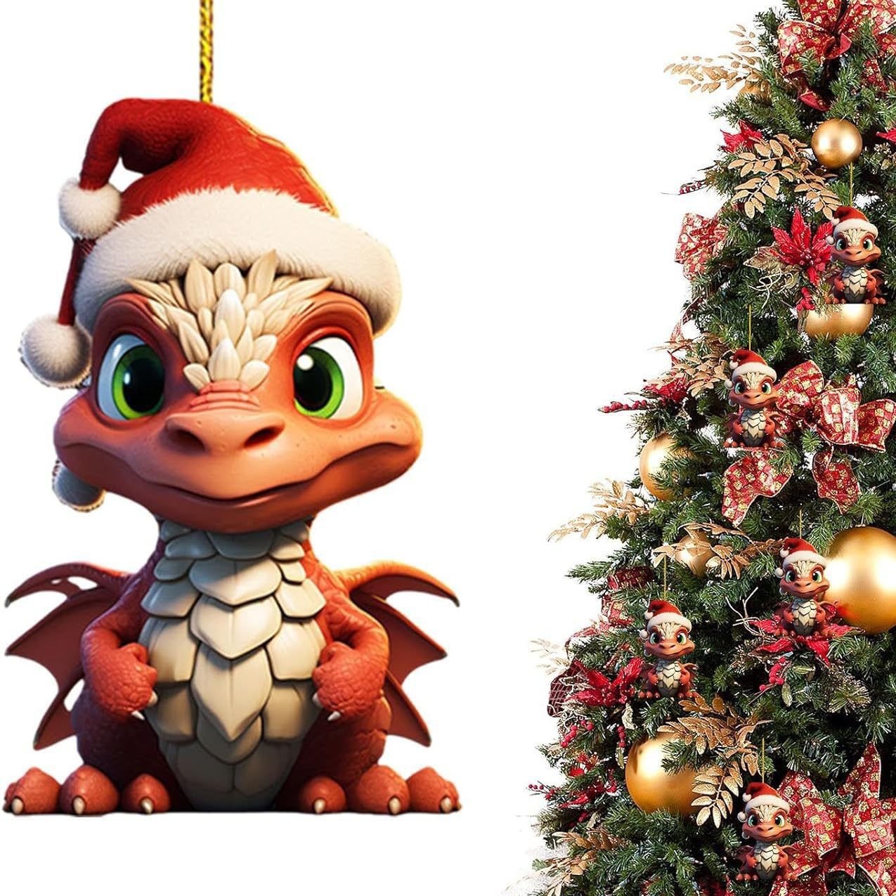 Amazon transfronterizo nueva serie de dinosaurios de Navidad colgante decoraciones de coches de Navidad acrílico colgante plana