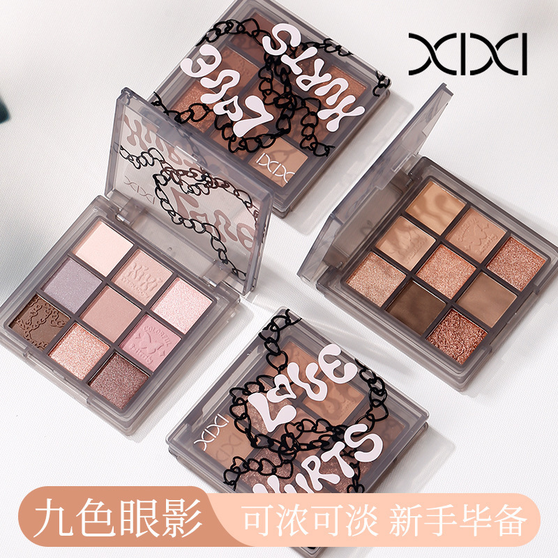 xixi烟粉微甜九色眼影 低饱和度粉质细腻自然细闪不易晕染学生价|undefined
