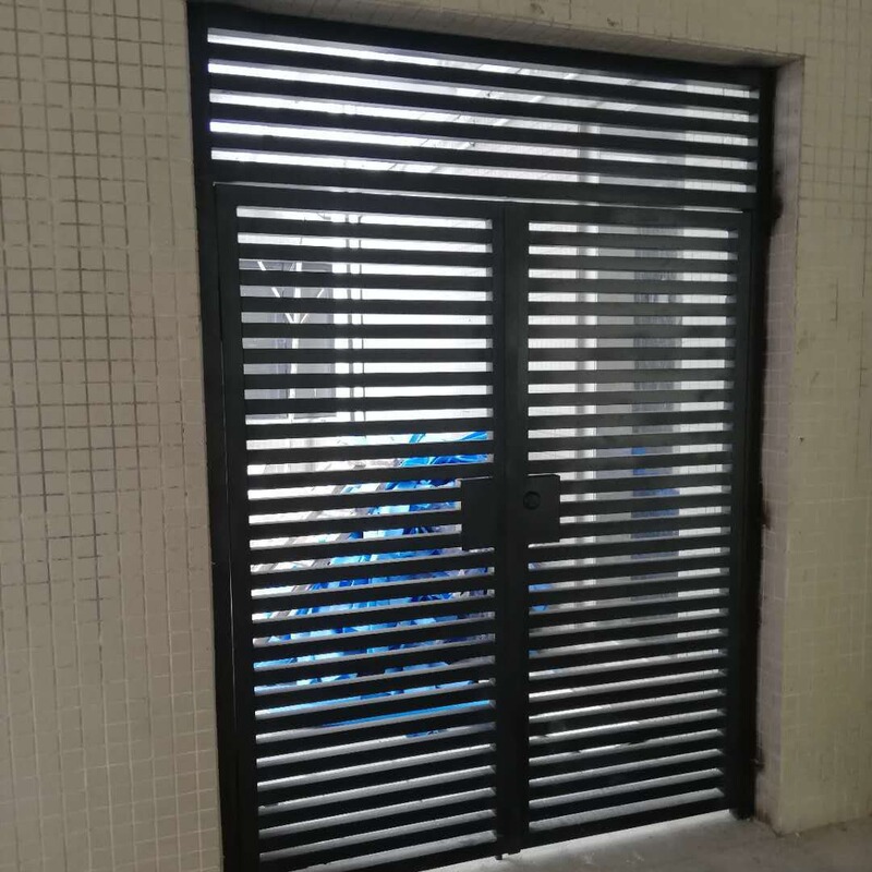 Guangdong origin supply wholesale and retail office entrance simple wrought iron door indoor Chinese black paint door