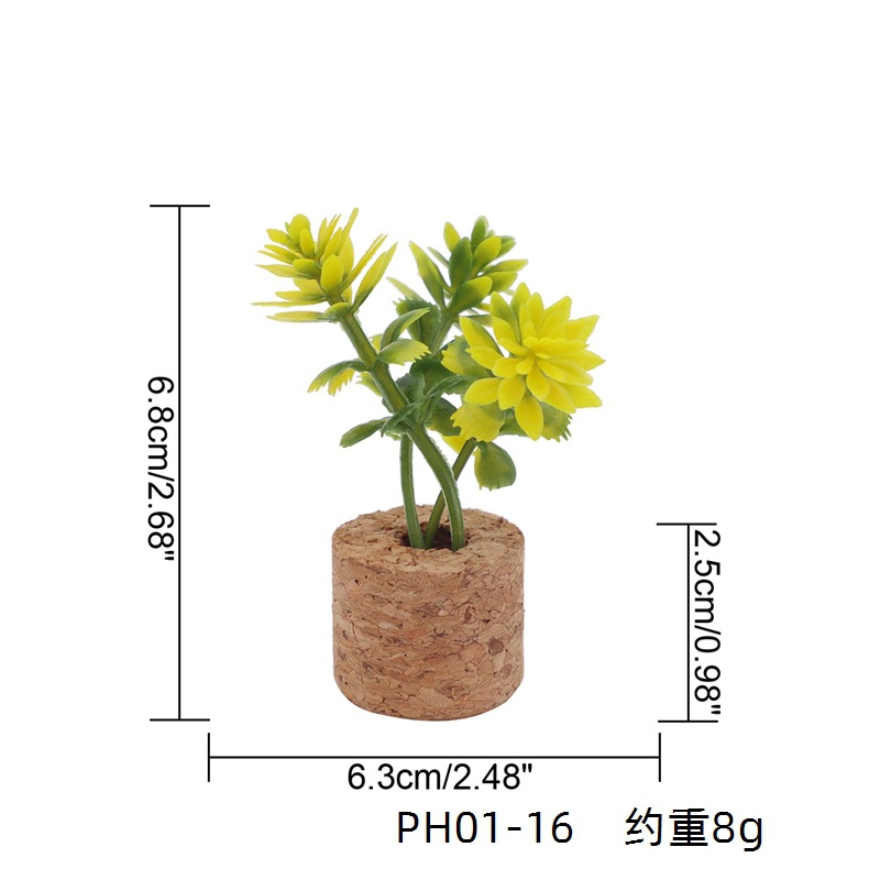 Simulación de suministro transfronterizo suculenta flor artificial en maceta Corcho decoración del coche simulación planta tapón de vino refrigerador pegatinas al por mayor