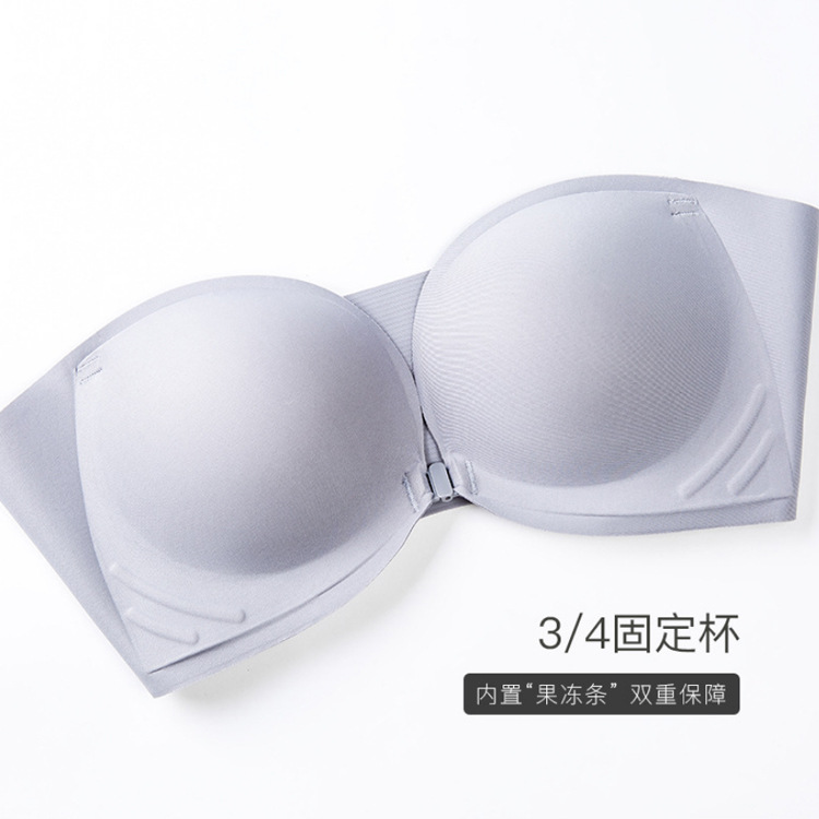 Ropa interior sin tirantes de verano Fishbone antideslizante hebilla frontal sin costuras soporte suave pequeño pecho empuja hacia arriba la belleza hacia atrás sujetador 501