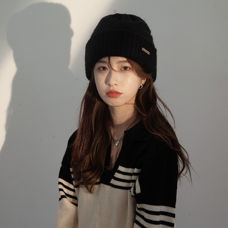 Liela galvas vilnas bērnu cepure, rudens/ziemas vilnas maisījuma aukstā cepure, moderna un daudzpusīga pelēka, brīva, silta adīta cepure vīriešiem_voghion.com